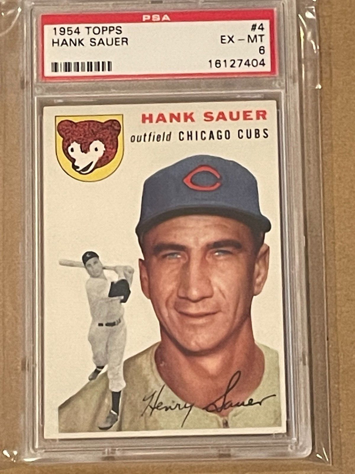 1954 Topps #4 Hank Sauer PSA 6 EX-MT  Chicago Cubs