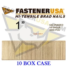1" 18 Gauge Straight Brad Finish Nails 18 ga (5,000 ct) (Case of 10)