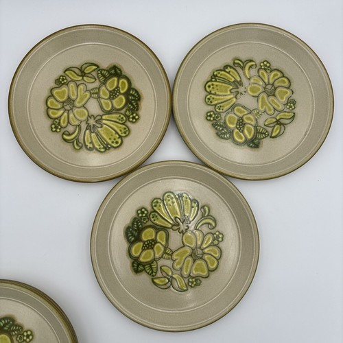 6x Vintage Kiln Craft Stoneware Green Festival Dinner Plates Retro 10" - Picture 3 of 7