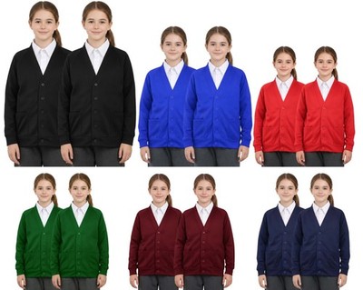 2 Stück Mädchen Schulstrickjacke Fleece Sweatshirt Langarm Schuluniform für Mädchen