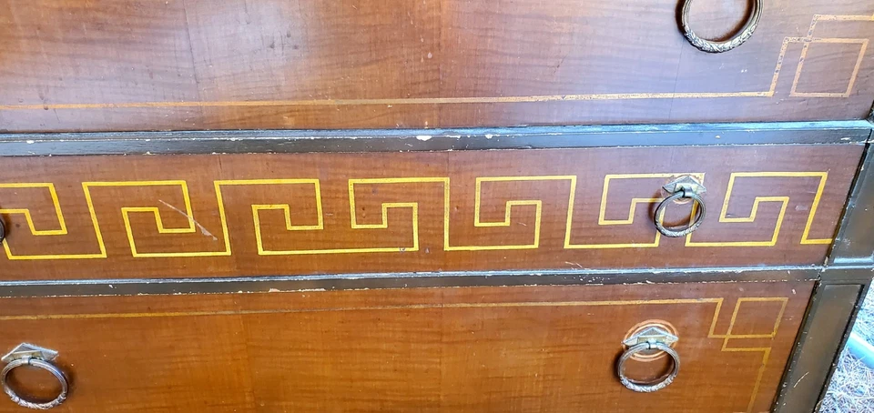 Cómoda antigua Tallboy neoclásica Hepplewhite de 6 cajones Foto 3 de 4