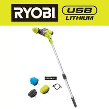 RYOBI USB Lithium Telescoping Power Scrubber Kit – 2Ah Battery, Charger & Hex
