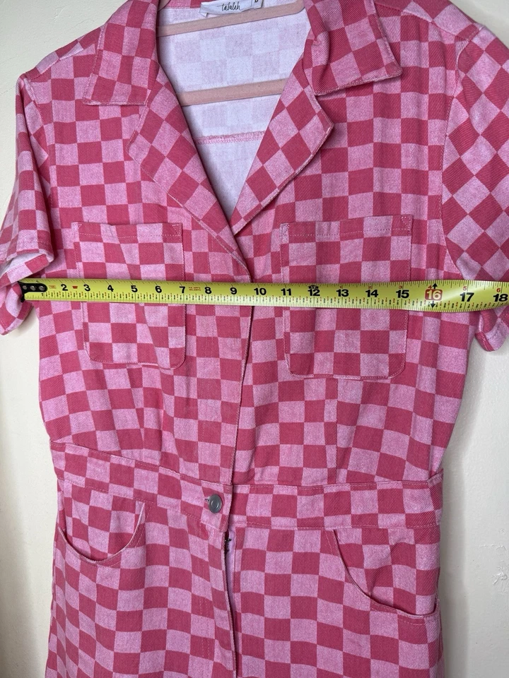 Talulah M Rosa 🍒Mameluco a Cuadros Talla Mediana Streetwear Barbiecore Punk Denim Foto 3 de 4