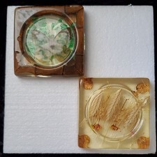 Vintage 70s Resin Coaster Set of 2 