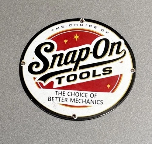 VINTAGE 12” SNAP-ON TOOLS PORCELAIN SIGN CAR GAS TRUCK MOTORCYCLE OIL