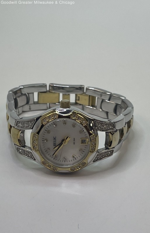Relic ZR11761 Two Tone Rhinestone Ladies Watch 46.5g