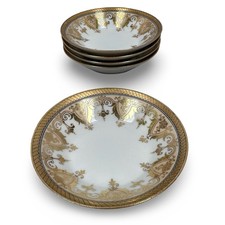 Haviland Co Limoges Gold Encrusted Berry Bowls Set of 5 White Antique France
