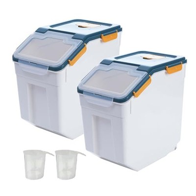 Large Flour Storage Container 50lbs, 2 Pack Airtight Rice Dispenser, BPA Free