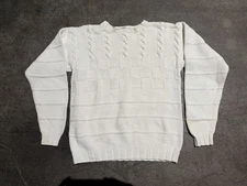 Vintage 90s Fisherman’s Cable Knit Geometric Cottage Core Grandma Sweater Medium