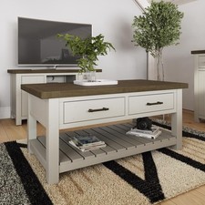 Coffee Table 2 Drawer Solid Reclaimed Pine Driftwood Finish