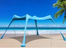 BOTINDO Family Beach Tent Canopy Sun Shade 10x10FT Turquoise UPF 50 Pop Up