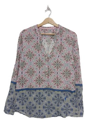 EMILY Langarm-Bluse Damen Bluse Gr. DE 40 pink-blau Casual-Look