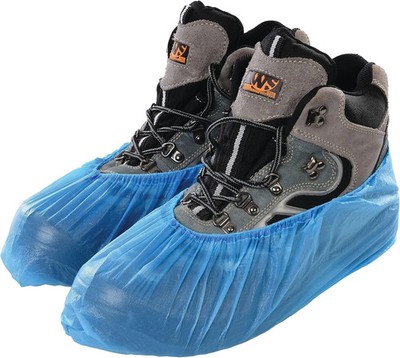 100PCS Shoe Covers Overshoe Disposable BLUE Plastic Rain Waterproof Boot Carpet