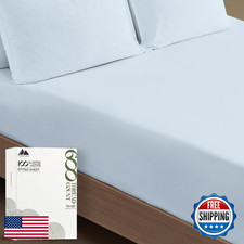Mayfair Linen 100 Cotton King Size Fitted Sheet Only - 600 Thread Count King Fi