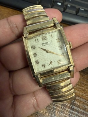Gruen Precision Manual Wind Swiss Made Rectangular Watch White Dial Bracelet