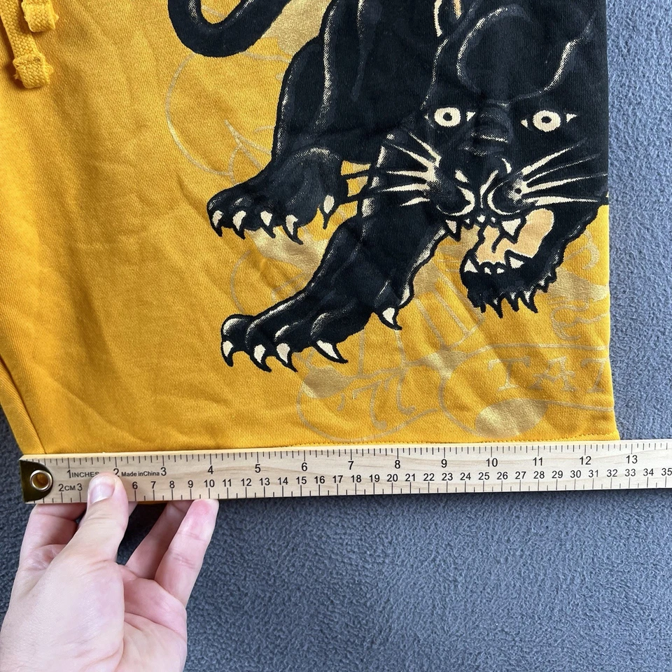 Pantalones Cortos Ed Hardy Para Hombres XL Amarillo Polar Sudadera Pantalones Cortos Pantera Logo Y2K Bolsillos Nuevos con Etiquetas Foto 4 de 4