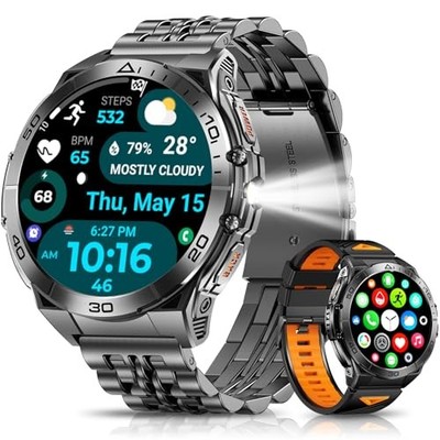 Black 1.6'' AMOLED Men's Smart Watch with Bluetooth & 15-Day Battery Life