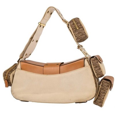 Christian Dior Beige Canvas Street Chic Columbus Shoulder Bag