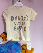 Nutmeg Cream Baby T-Shirt 3-6 Months "Daddy's Little Bestie" Graphic Print