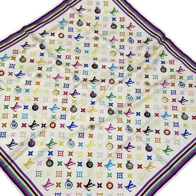 LOUIS VUITTON Eye Love Monogram Multicolore Scarf M71917 Blanc