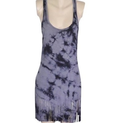 Torn by Ronny Kobo Gray tie dye fringe dress