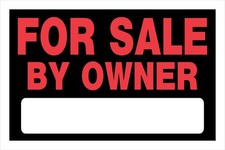 For Sale By Owner Sign 8X12 Inches Black Red High Visibility Fill In Space