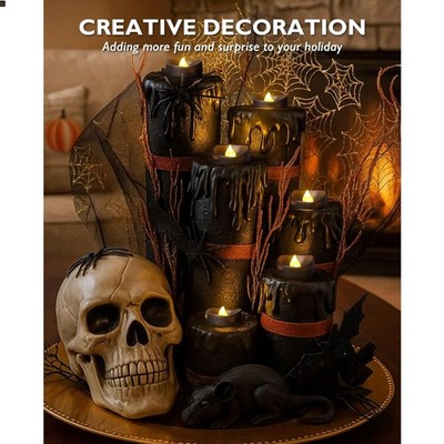 Black Tea Lights Candles Battery Operated, 200+Hour Flameless Flickering Fake...