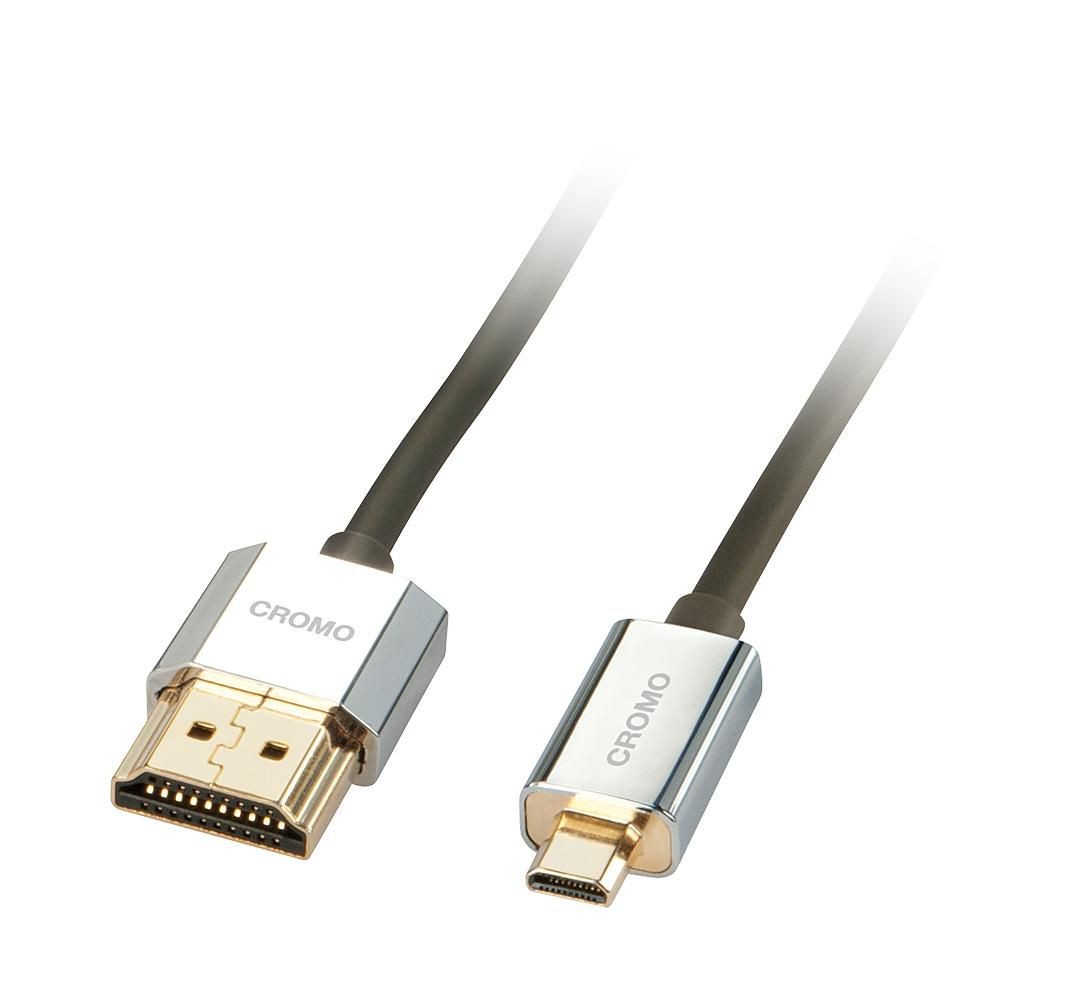 Lindy 41680 0.5m CROMO Slim HDMI to Micro HDMI Cable High Speed Ethernet