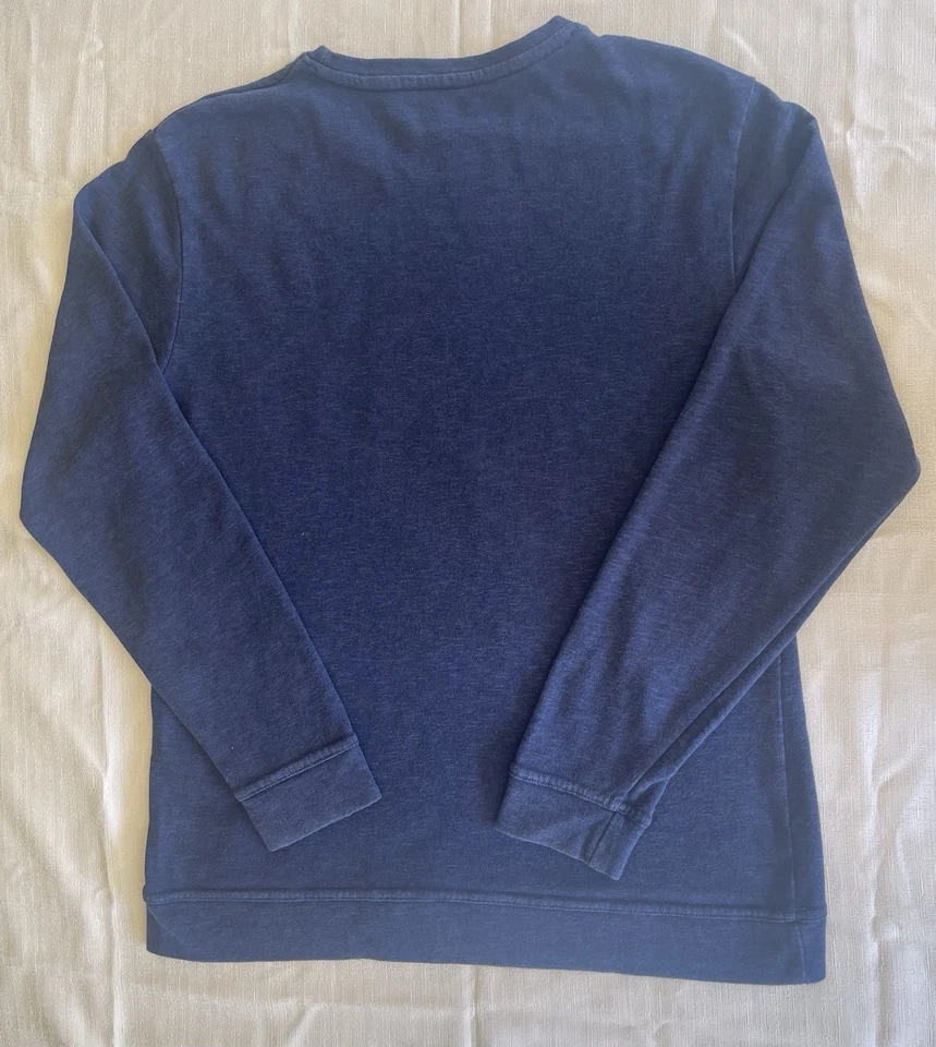 LACOSTE Sleep Wear M Navy Blue Cotton Blnd Kangaroo Pocket Long Slv Knit Top EUC - Image 2 of 4