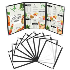 Porta Brochure Menu A5 (10Pz) - Porta Menu Ristorante 3 Sezioni Double Face Stil