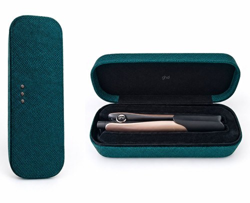 ghd Hair Straightener/Flat Iron with Green Carry Case, Black & Rose Gold