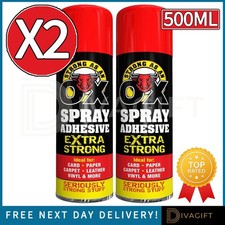 2 x EXTRA STRONG SPRAY ADHESIVE GLUE 500ML HEAVY DUTY FOR CARPET TILE FABRICS