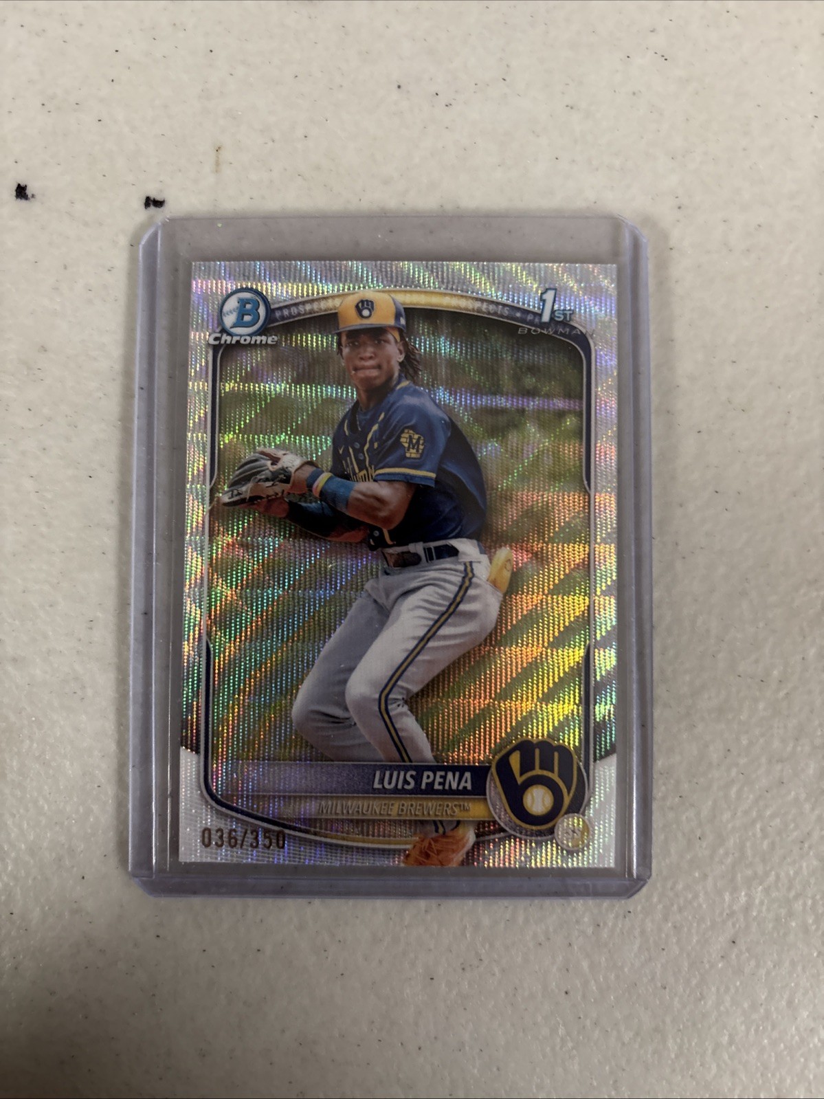 2025 Bowman - Chrome Prospects Luis Pena #BCP-38 Wave Refractor /350 (RC)