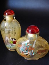 CHINESE GLASS SNUFF BOTTLES- Inside Hand Painted Scenes