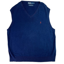 Polo Ralph Lauren Sweater Vest XL Navy V-Neck Pima Cotton Pony