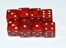 Vintage 8 Red Mini Lucite Bakelite Casino 1/2" Dice