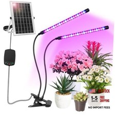 Solar Plant Grow Light With Battery Run Daynight 2 Heads 40 Led Clip On Full