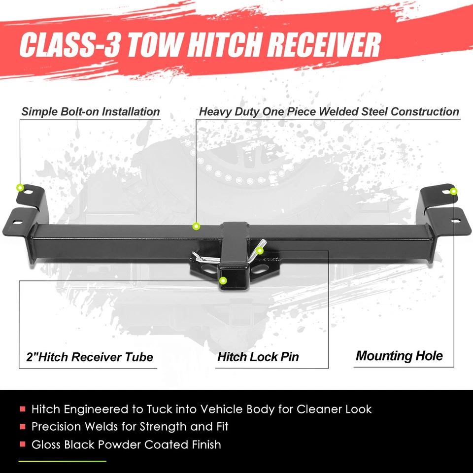 Kit de remolque receptor de enganche de remolque clase 3 parachoques trasero 2" para Jeep Wrangler 97-06 Foto 2 de 4
