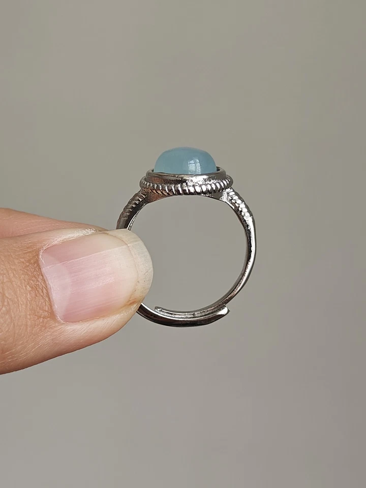 Aquamarine classic vintage style Adjustable silver  Plated Ring - Image 3 of 4