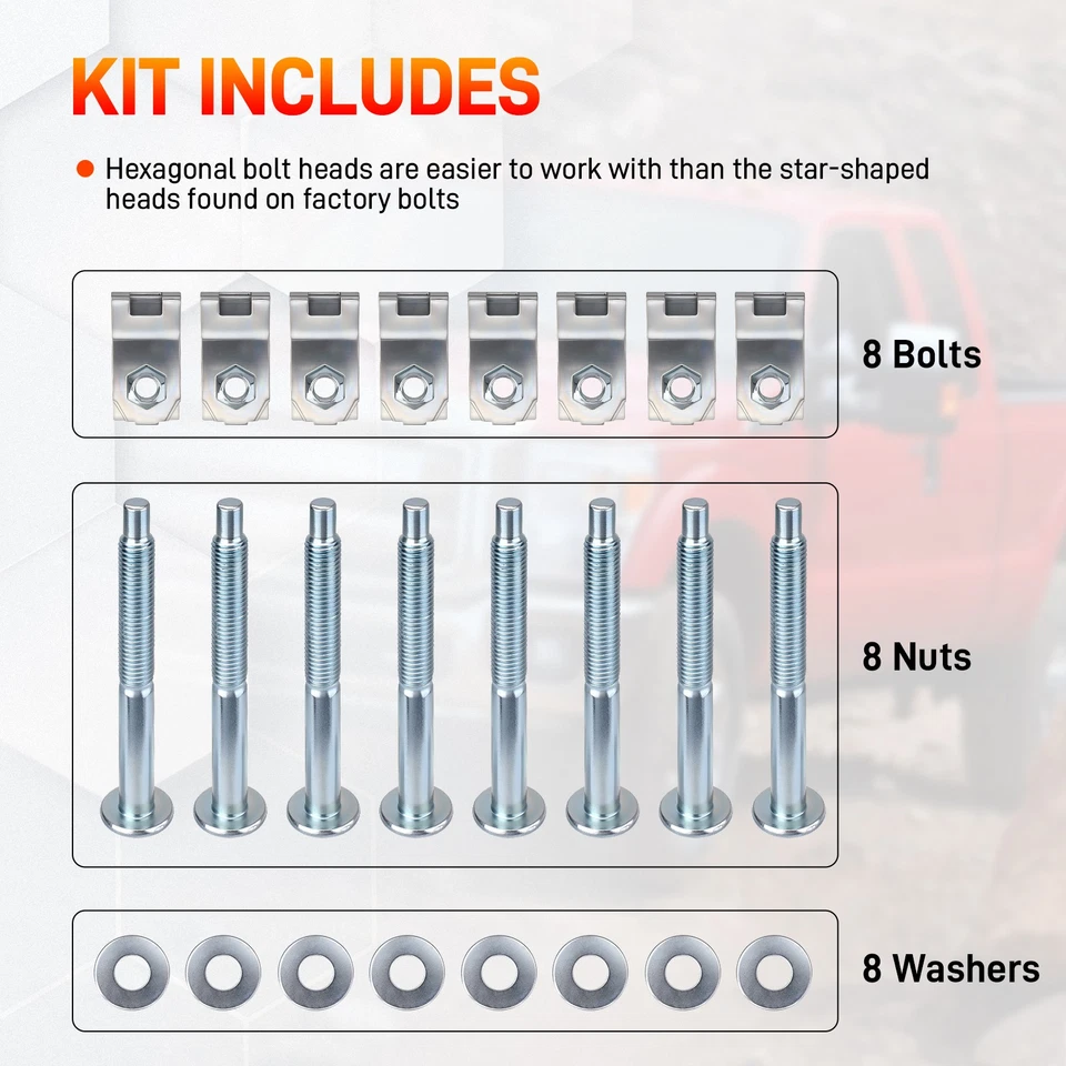 Kit de parafusos de montagem em caçamba para Ford Super Duty F250 F350 F450 F550 - Imagem 4 de 4