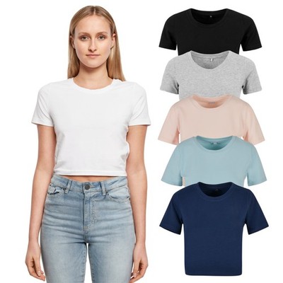 Build your Brand Ladies Cropped Tee T-Shirt Oberteil Basic Top Baumwolle Jersey