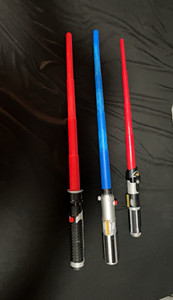 Star Wars Lot of 3 Toy Lightsabers with Red & Blue Blades, Multicolor