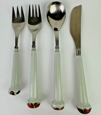 Denby England Gypsy Ceramic Handle Flatware 4 Pc Place Setting 18-8 Stainless