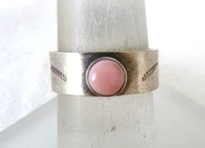 NWT Navajo Gary Sandoval  Pink Conch Shell Band Ring 925  Sterling Silver Sz 6