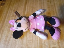 Disney Minnie Mouse Plush Pink Dress Polka Dot Bow Stuffed Animal Toy 10  