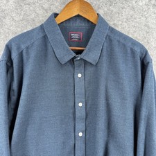 UNTUCKit Shirt Mens 3XL Blue Solid Cotton Button Up Long Sleeve Wrinkle Free