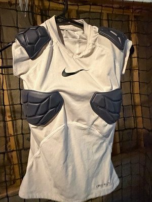 Nike Pro Dri-FIT youth small Football Padded Shoulder Pad Shirt White/Gray