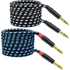 Balanced 1/4 Inch TRS to TRS Male Instrument Patch Cable, 10 Feet Stereo Quar...