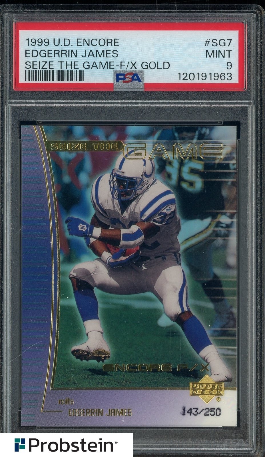 Edgerrin James Upper Deck Encore Seize the Game #SG7 F/X Gold