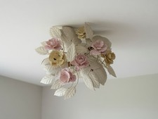 Vntg Mexican Tole Flush Mount Ceiling 4 Light...